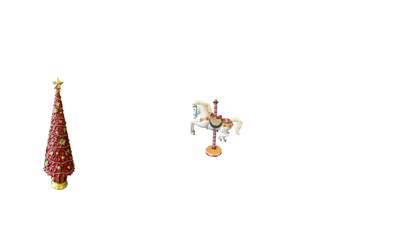 Albero dí Natale in resina rosso cuori e fiocchi medio