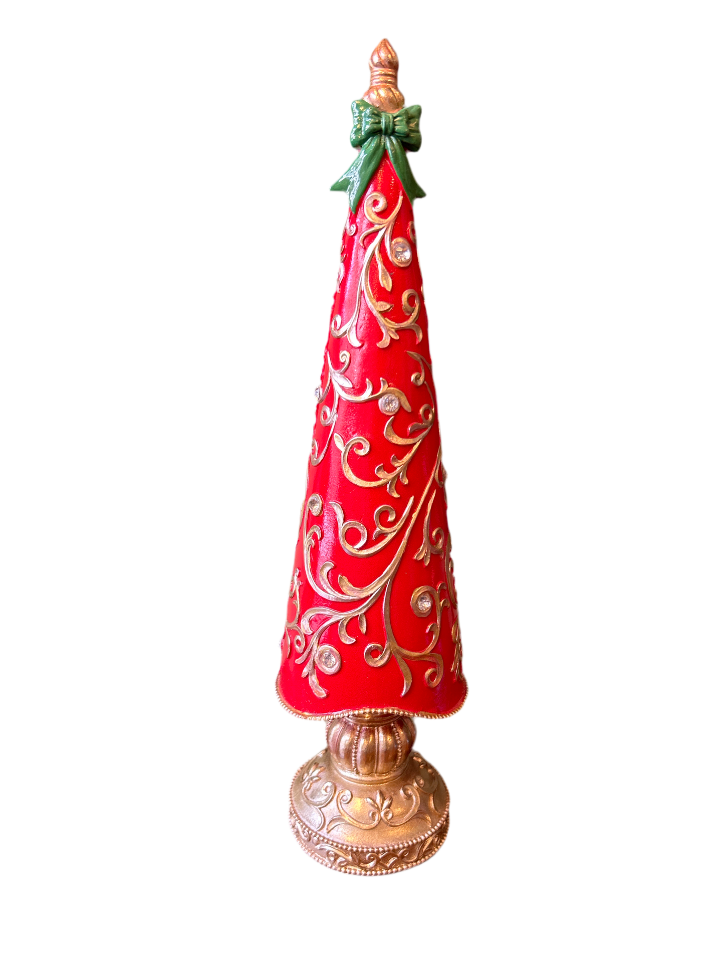 Albero di Natale in resina rosso alto con diamanti