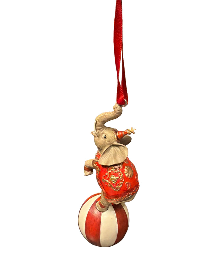 Elefante su palla decorazione albero di Natale cm12,6