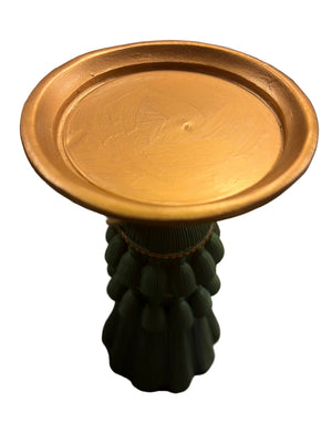 Portacandela con nappine verde piccolo h cm20