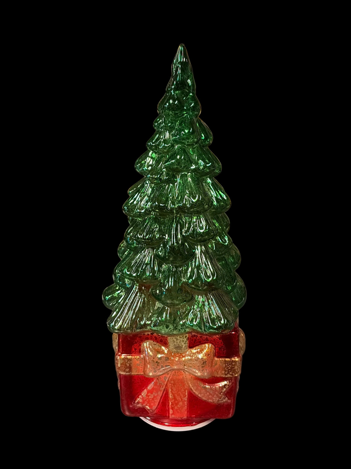 Albero di Natale in vetro che gira con luci