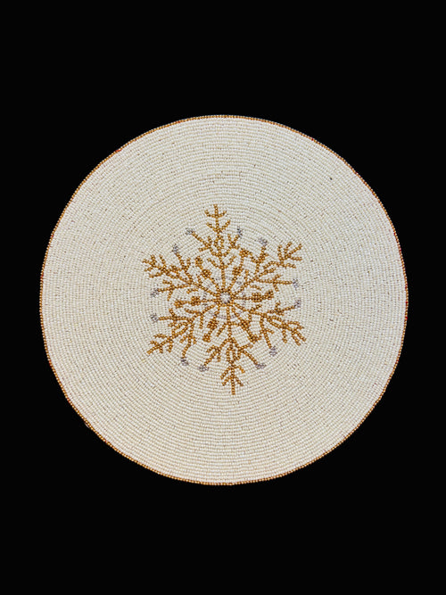 Sottopiatto in perline con disegno corallo oro cm 35
