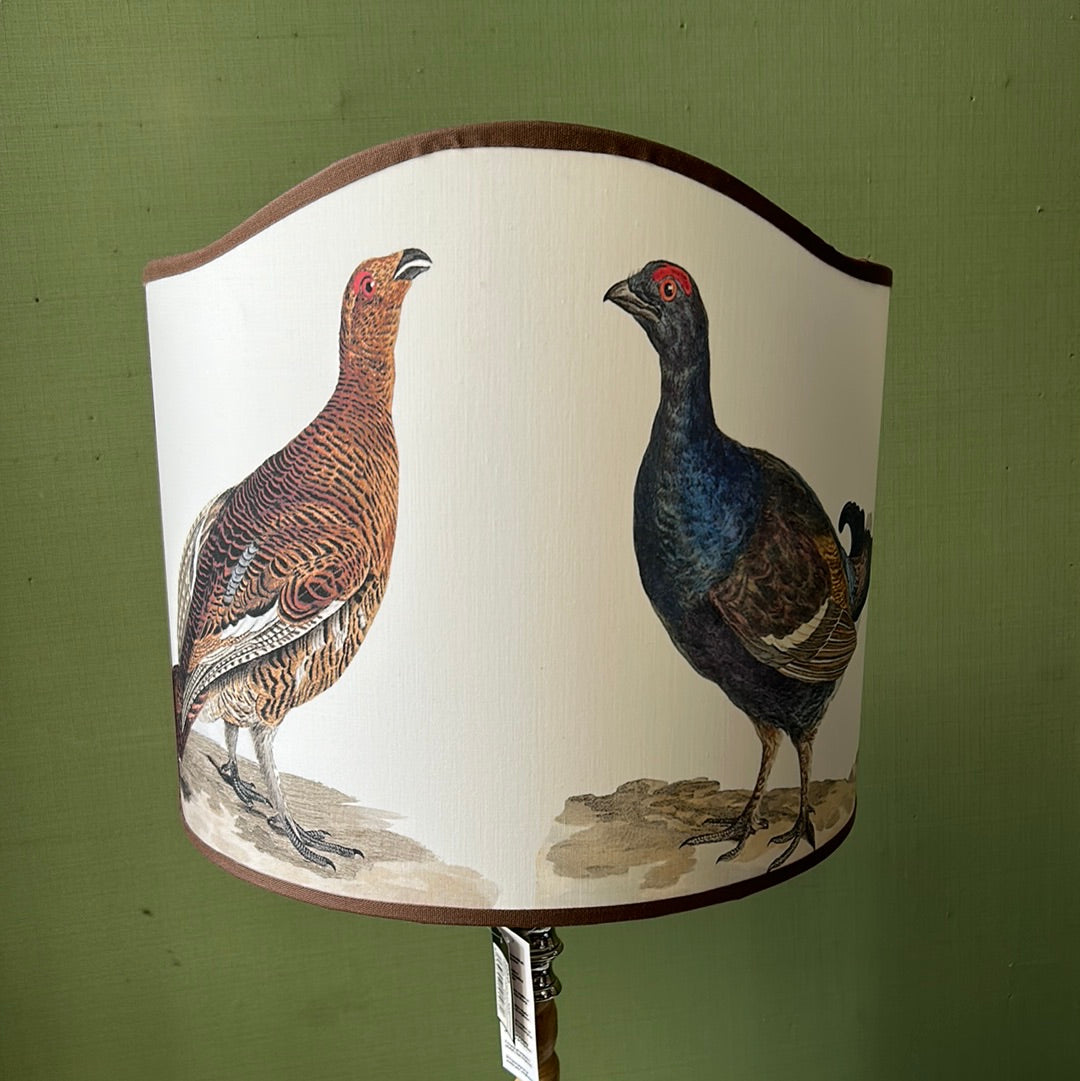 Lampe Torchon en bois avec éventail en forme de grand tétras