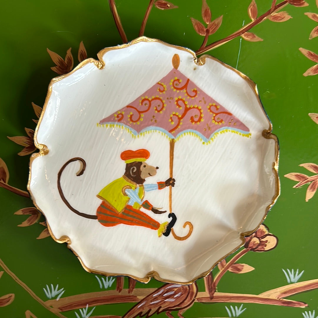 Piattino pane scimmietta ombrello rosa