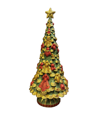 Albero di Natale verde con angeli medio h cm 32