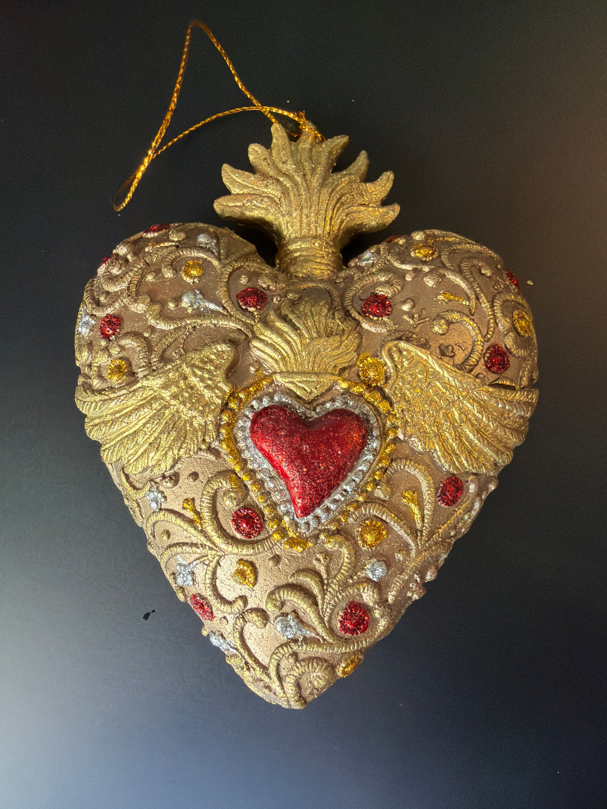 Cuore sacro da appendere rosa cm 14
