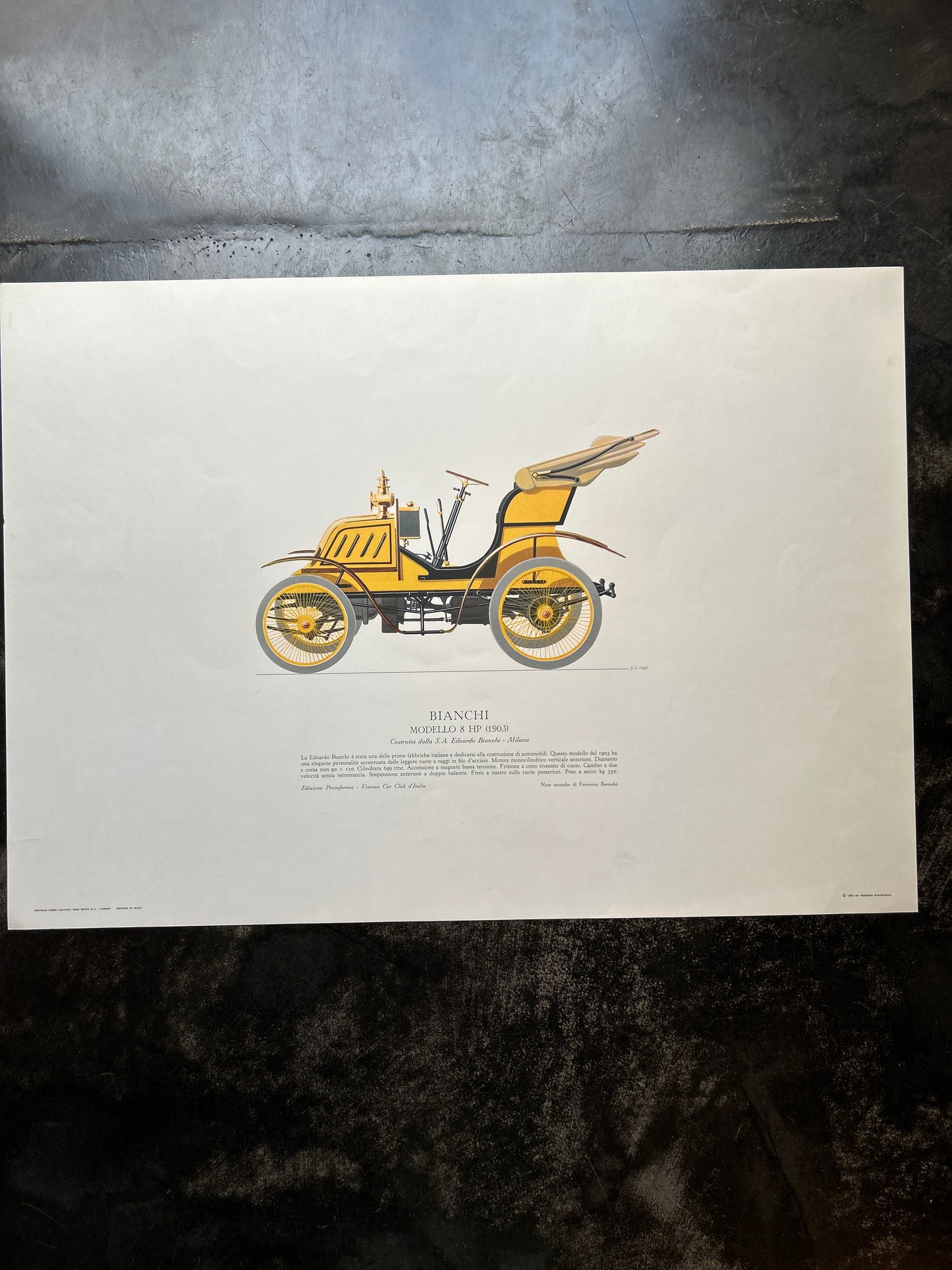 Stampa “Le automobili italiane “ Bianchi modello 8 HP ( 1903)