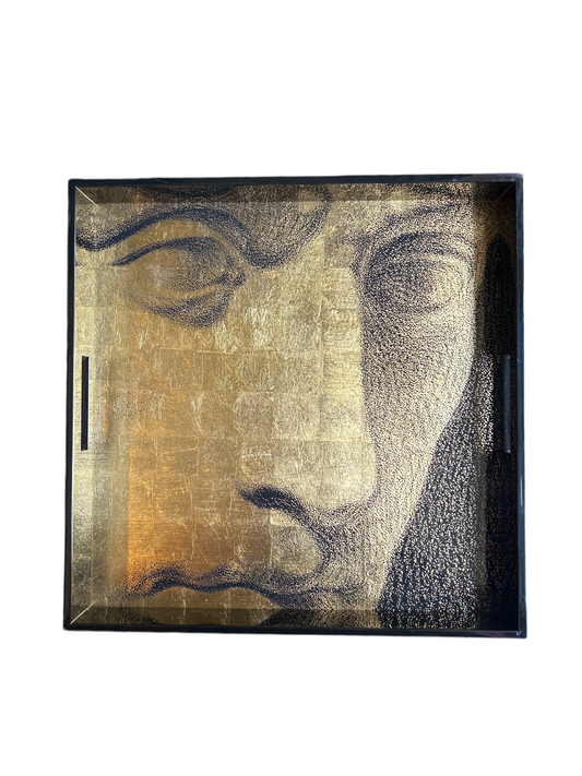 Vassoio laccato Testa oro e nero Les Ottomans