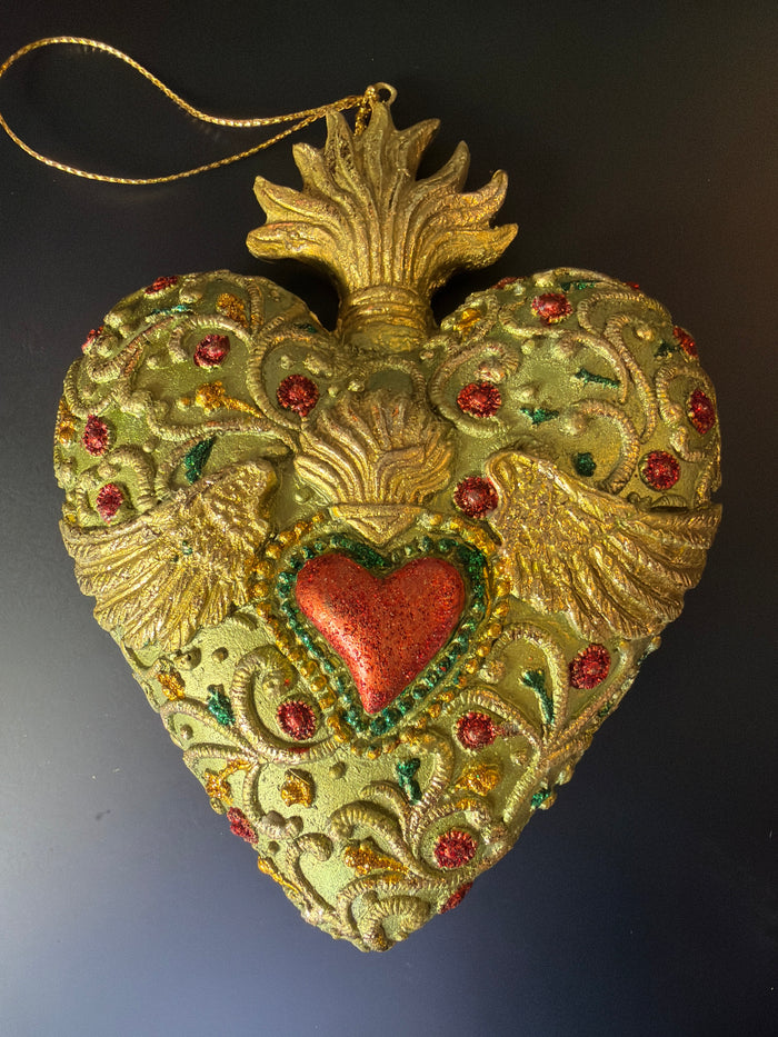 Cuore sacro da appendere lime cm 14