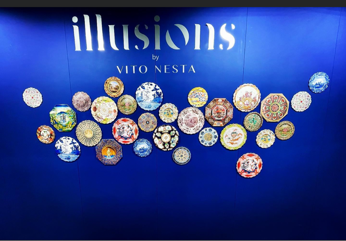 Large white Chinese flower underplate Vito Nesta Illusions