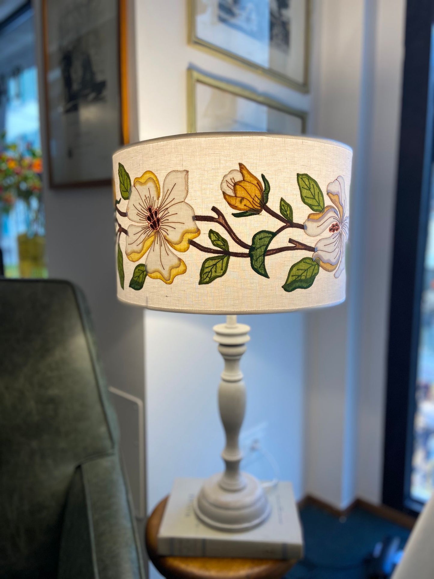 Paralume cilindrico rimarcato a mano Magnolia medio TAF Firenze