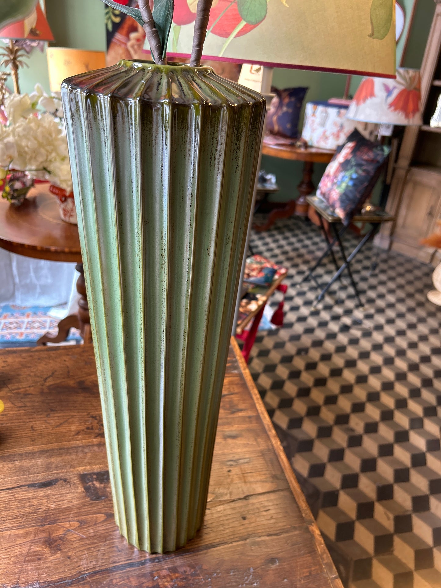 Vaso alto verde righe
