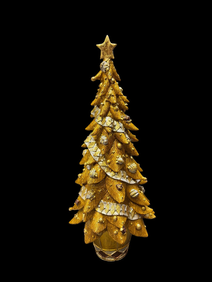 Albero di Natale oro medio fascia e stella h cm 36