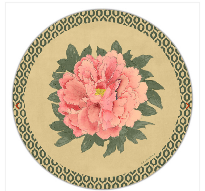 Sottopiatto Panarea Ikat fiore rosa cm 34
