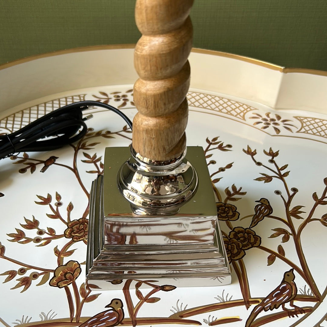 Lampada in legno torchon con paralume sagomato martin pescatore