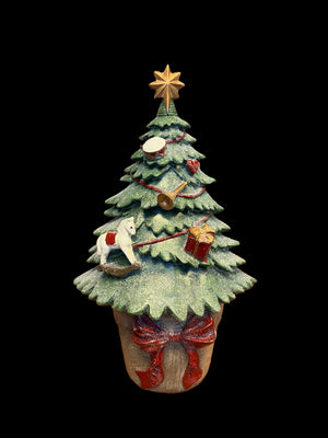 Albero di Natale con vaso cavallo e pacchi