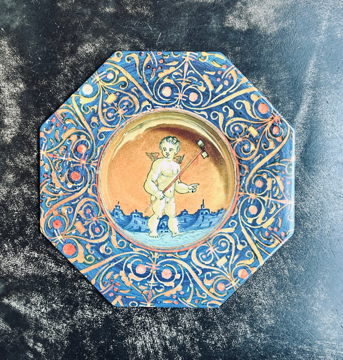 Vito Nesta Illusions blue yellow large plate charger