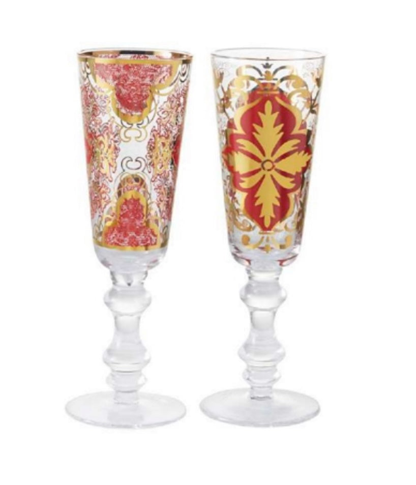 Set due flutes Damasco rosso