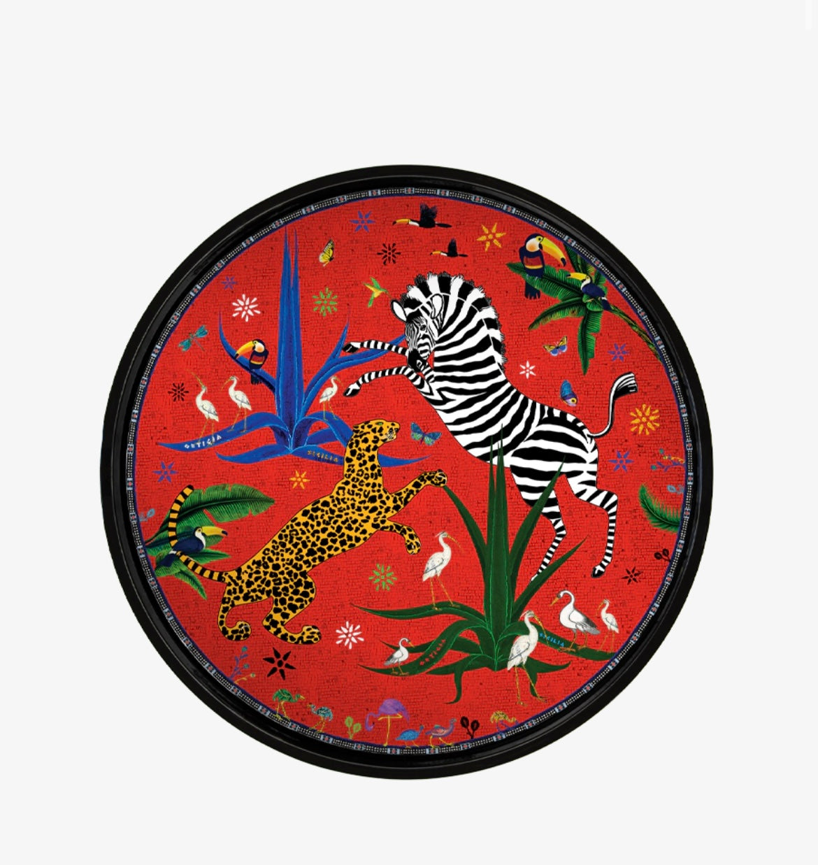 Vassoio tondo giungla rosso cm 40 Ortigia