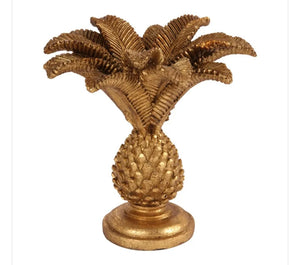 Paire de bougeoirs palmiers dorés