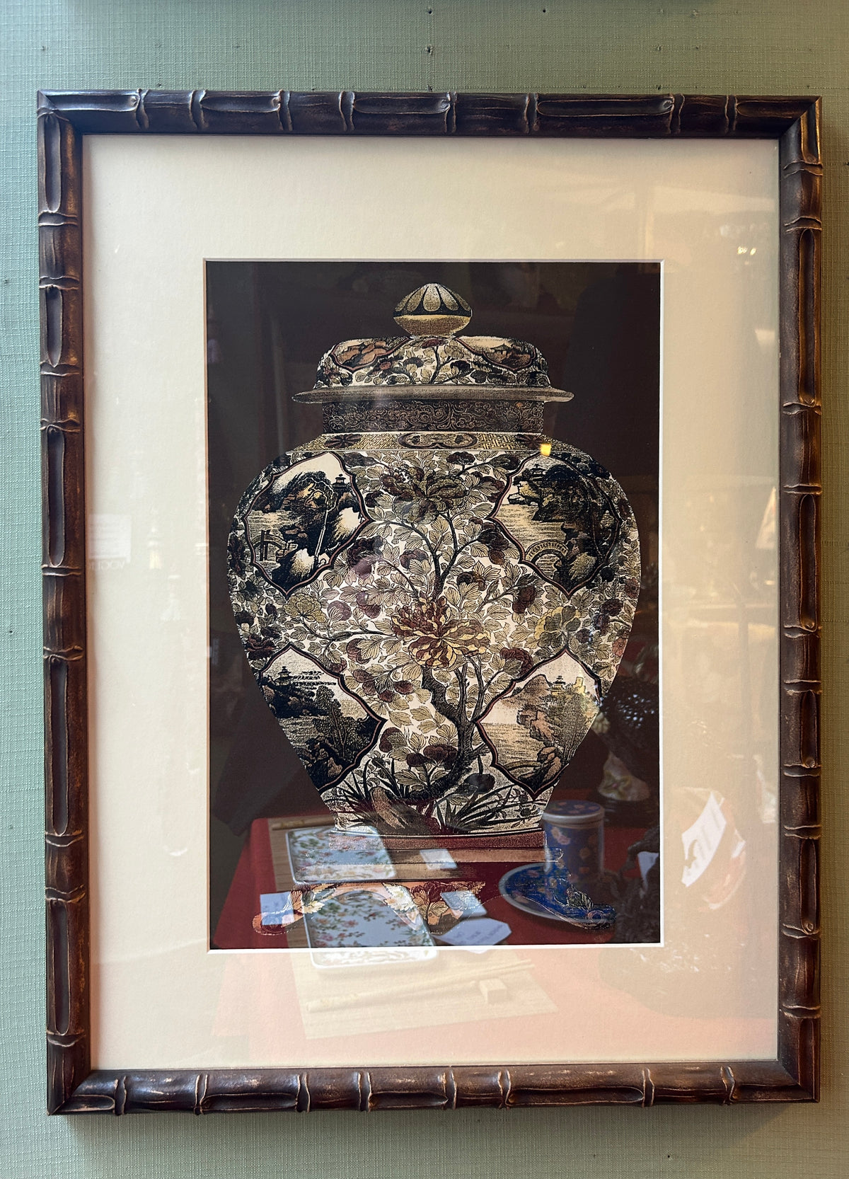 Stampa cornice wenghe’ vaso cinese Passepartout avorio 2