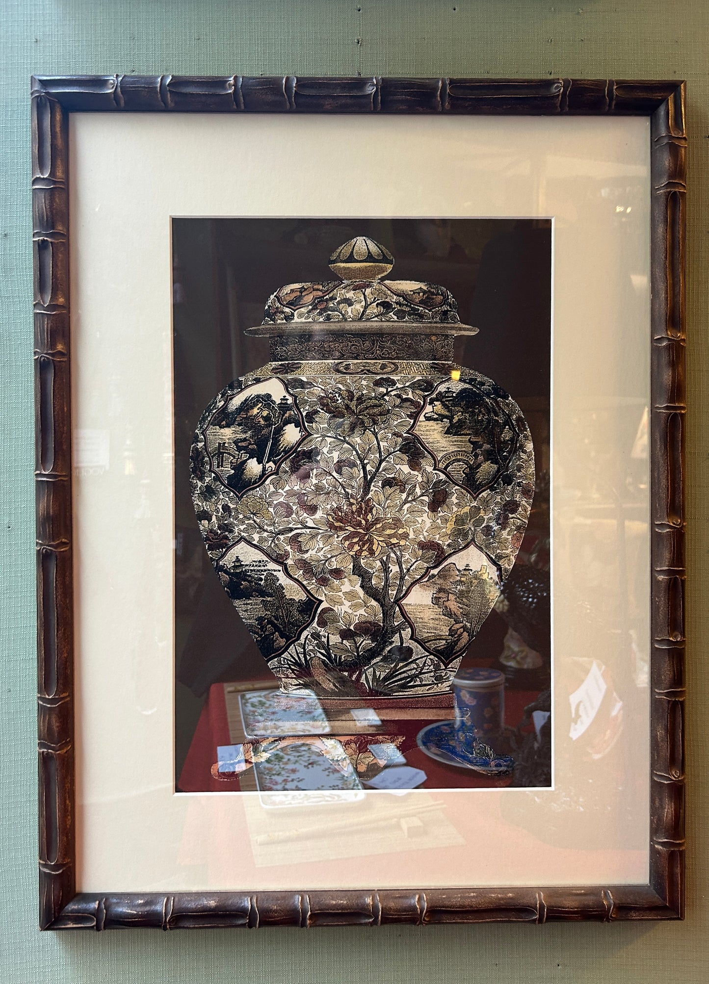 Stampa cornice wenghe’ vaso cinese Passepartout avorio 2