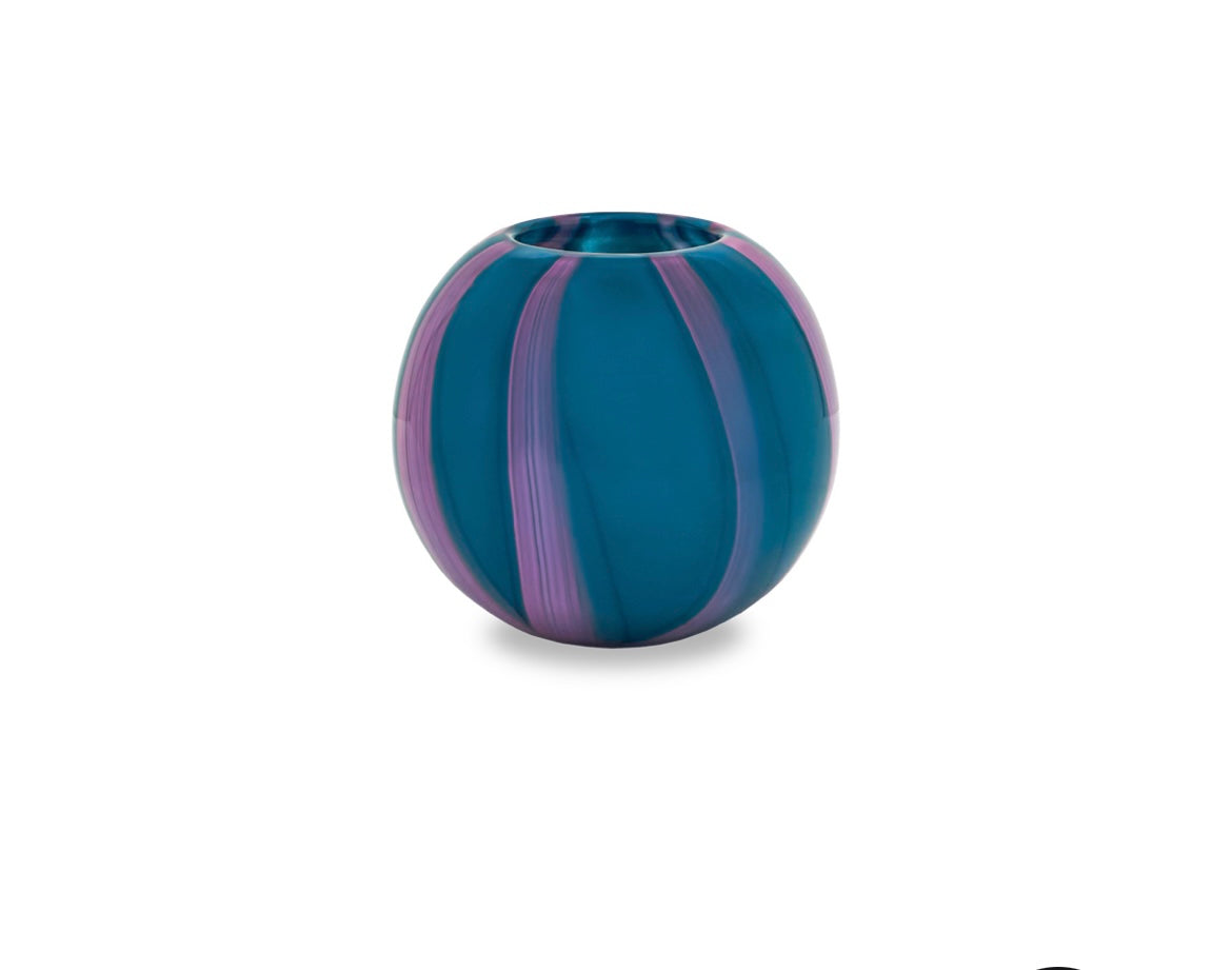 Vaso blu righe viola Murano