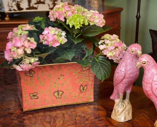 Portavaso svasato in metallo in cineseria rosso oro