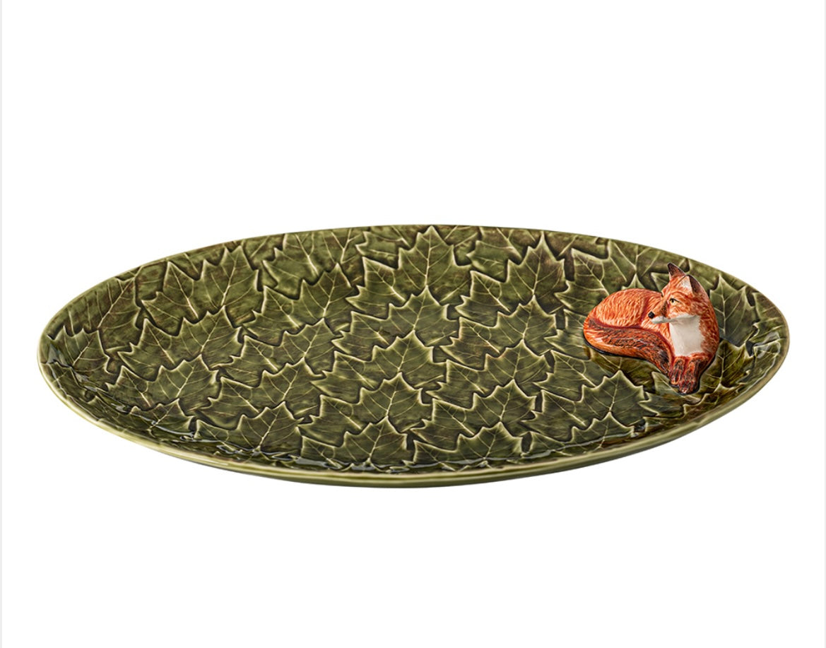Piatto ovale con volpe Bordallo Pinheiro Gudrun