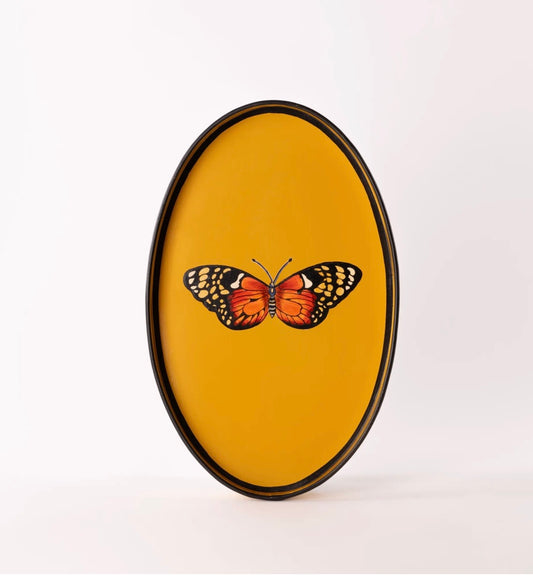 Vassoio ovale giallo farfalla Les Ottomans