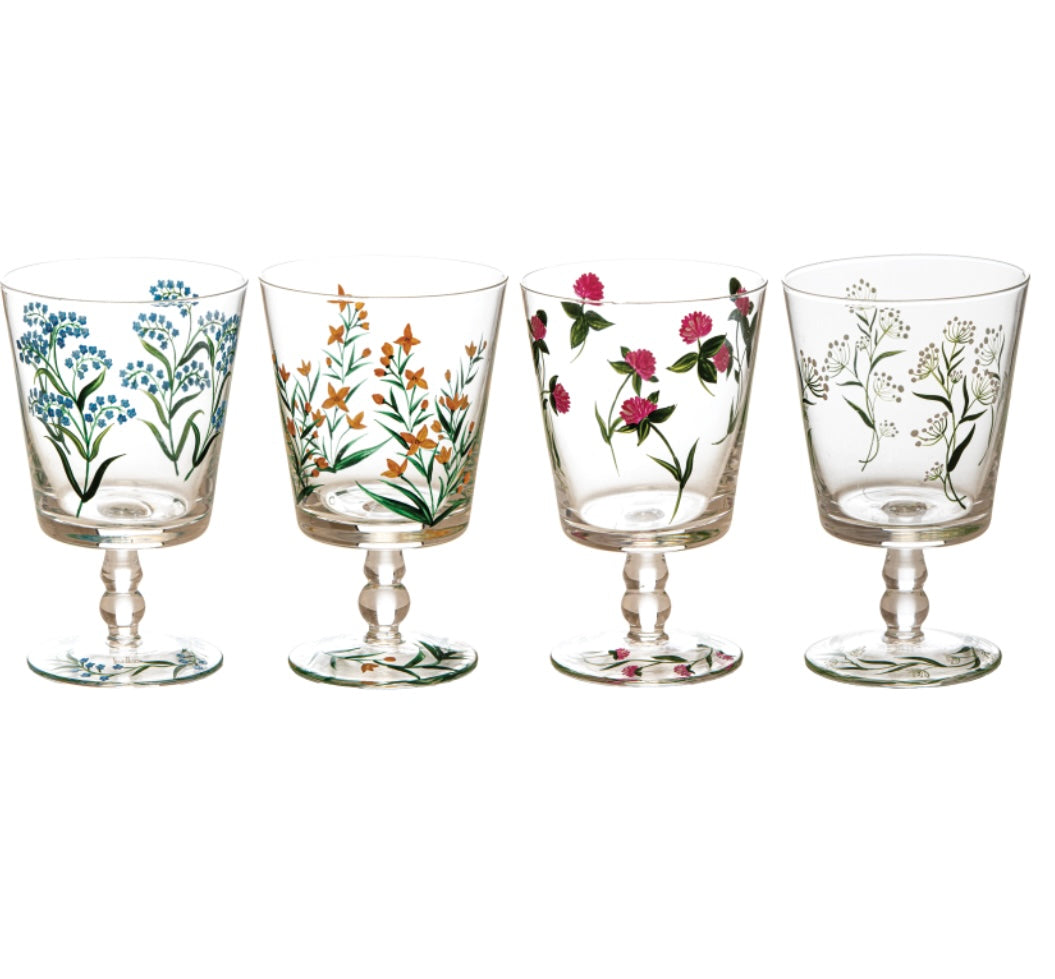 Set 4 calici Flora dipinti a mano con scatola regalo