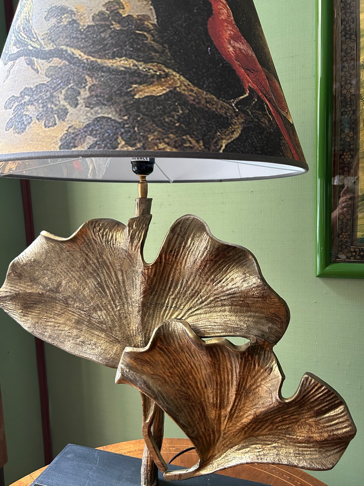 Lampada gingko con paralume uccelli