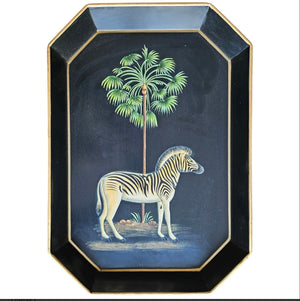 Vassoio rettangolare zebra fondo nero Les Ottomans