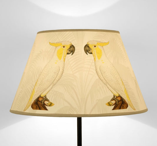 Paralume tronco di cono fauna cacatua fondo chiaro