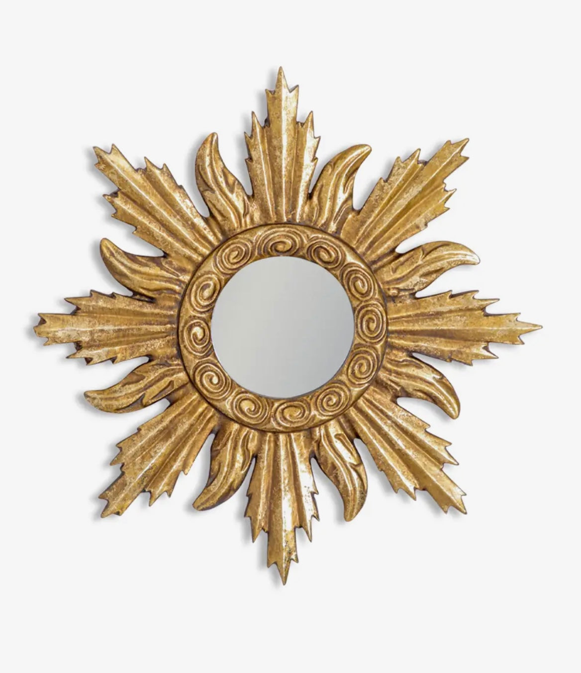Specchio con cornice oro raggi sole mossi