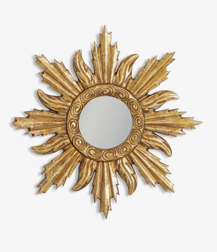 Specchio con cornice oro raggi sole mossi