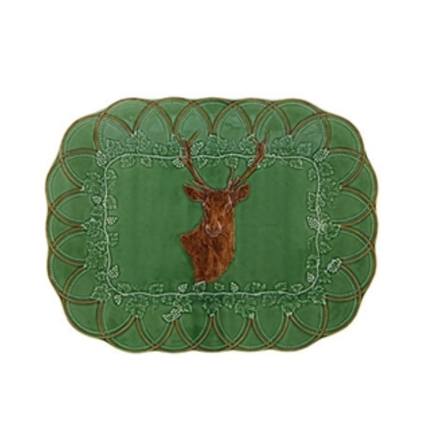 Rectangular plate with Bosque Bordallo Pinheiro deer