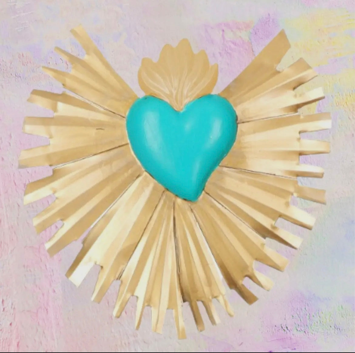 Cuore turchese ex voto con raggi
