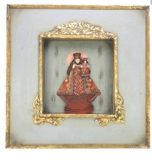 Madonna rossa da appendere in cornice azzurra