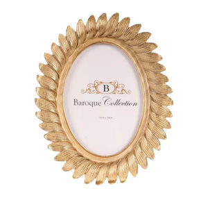 Cornice portafoto in resina 25 cm ovale oro