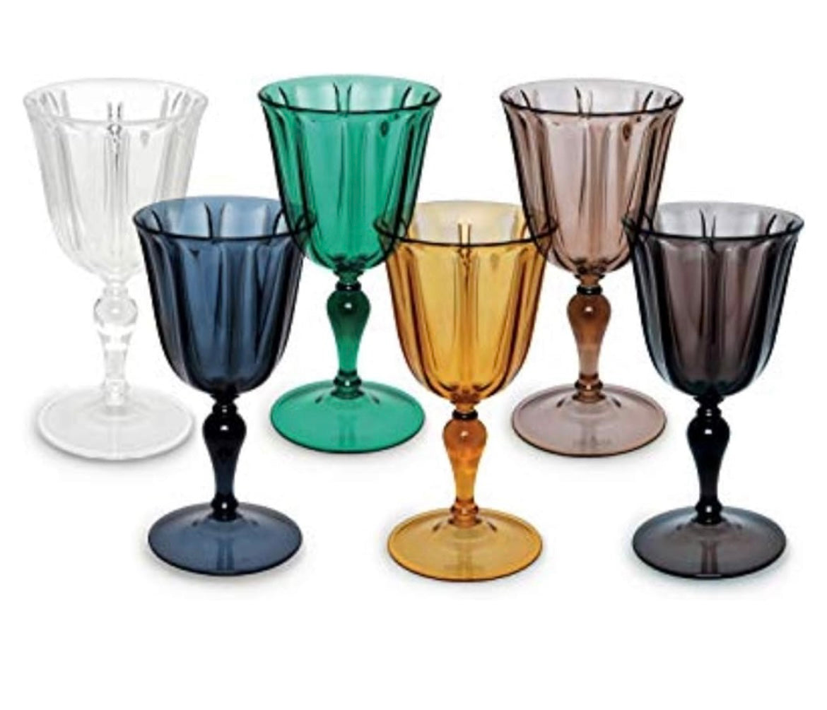 Bicchiere calice in plastica Country blu cobalto, set di 6