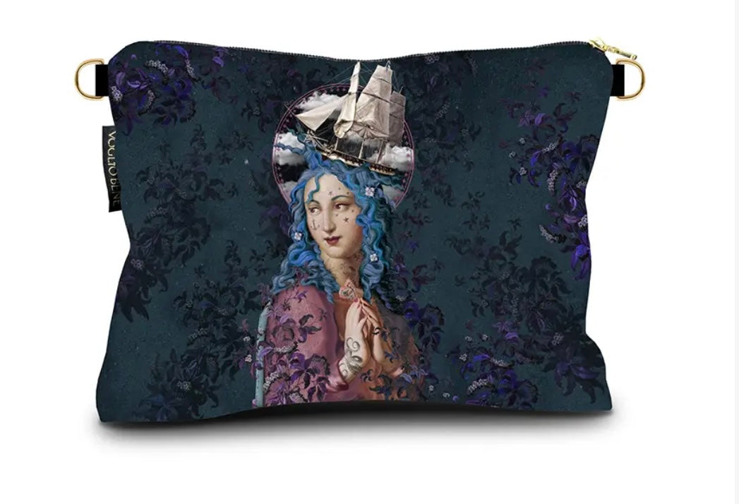 Trousse grande con ganci per catena o bandoliera Santa tempesta Voglio Bene art