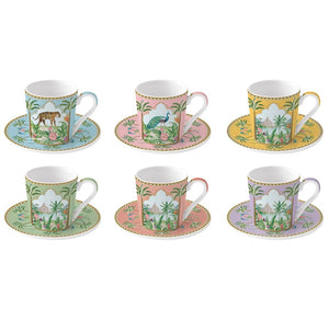 Set sei tazzine caffè Paradise Sauvage con scatola regalo