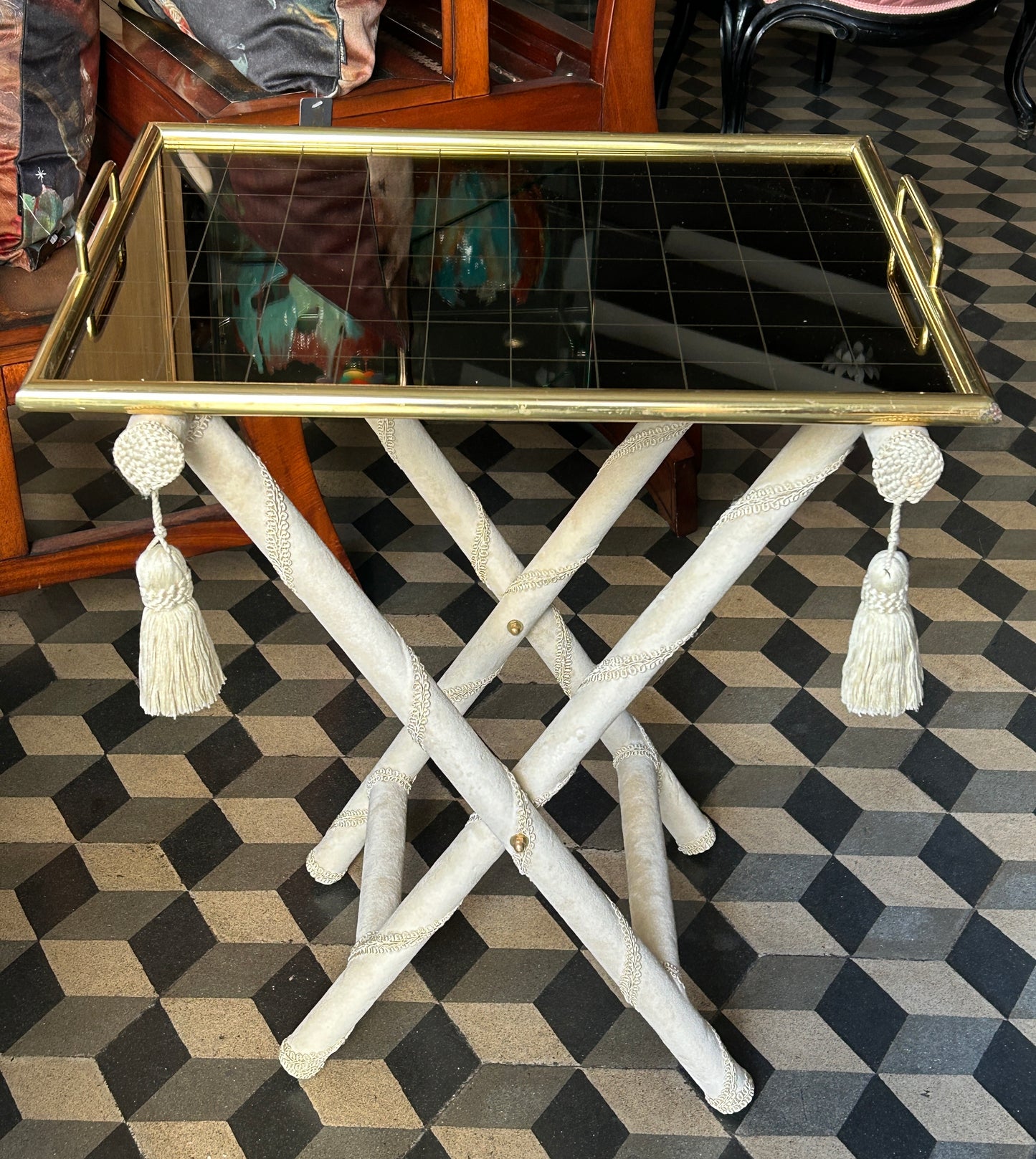 Vassoio Rue Royal con specchio in ottone, grande