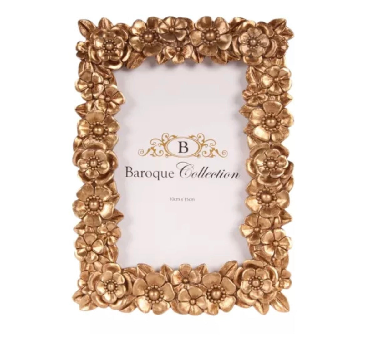 Cornice portafoto in resina fiori 19 cm