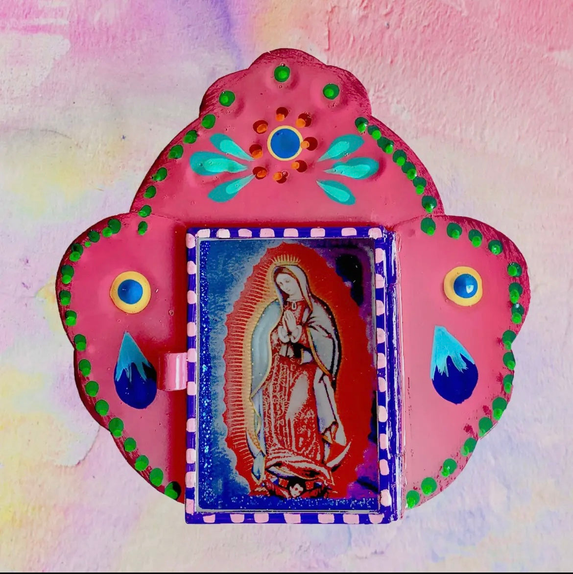 Teca votiva Vergine di Guadalupe artigianale
messicana