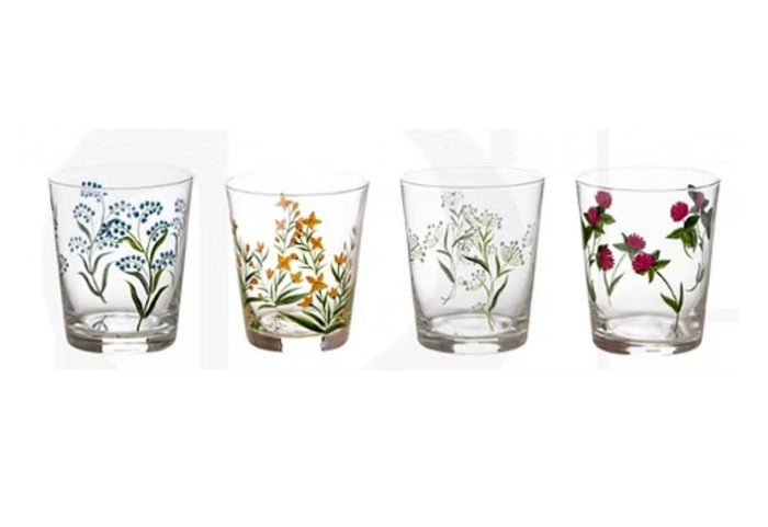 Set 4 Tumbler grandi Flora dipinti a mano