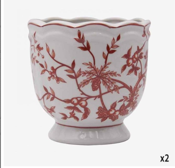 Portavaso Chinoiserie ramage arancione tondo