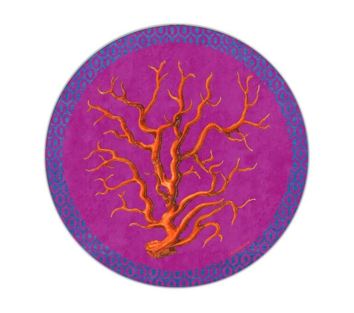 Sottopiatto Ponza corallo con bordo fucsia