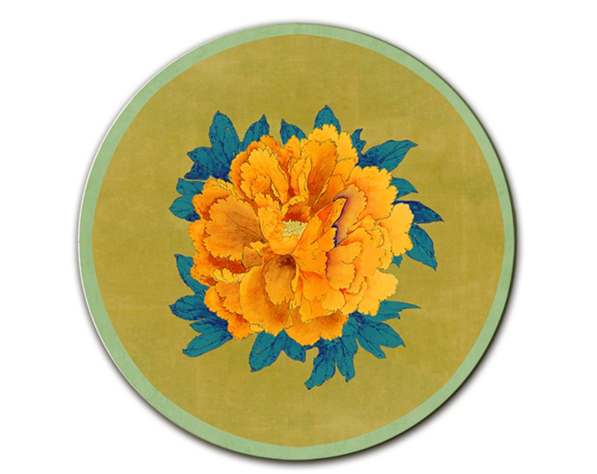 Sottopiatto Peonie verde giallo